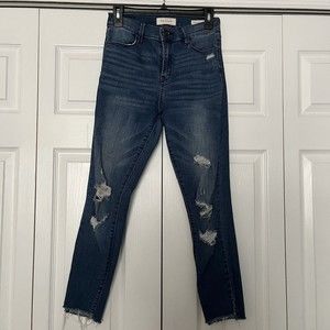 PACSUN high rise ankle jeggins Power Super Stretch Frayed Hem Distressed Sz 26